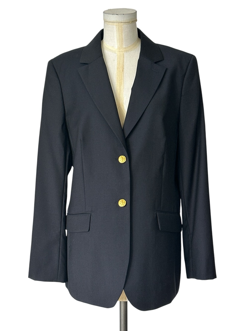 Brooks Brothers 346 Womens Navy Wool Blazer Gold Crest Buttons Preppy Size 16